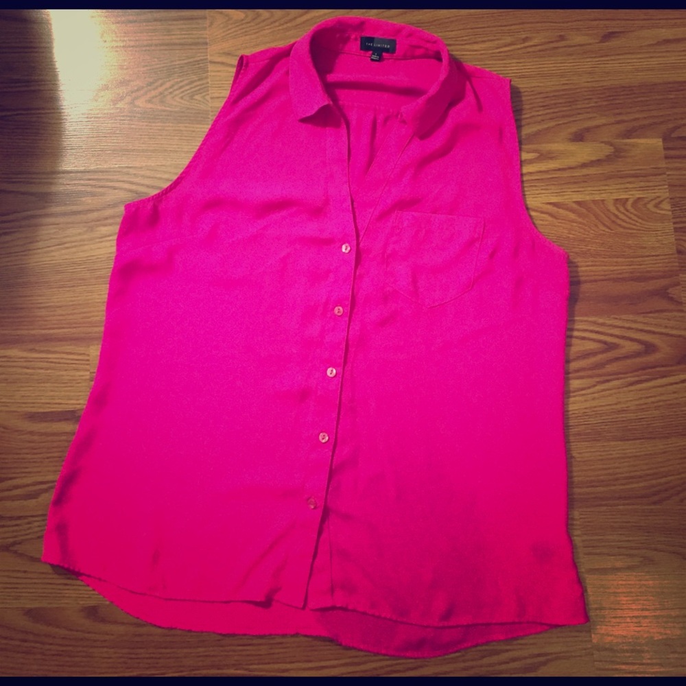 The Limited Hot Pink Sleeveless Button-Down Shirt